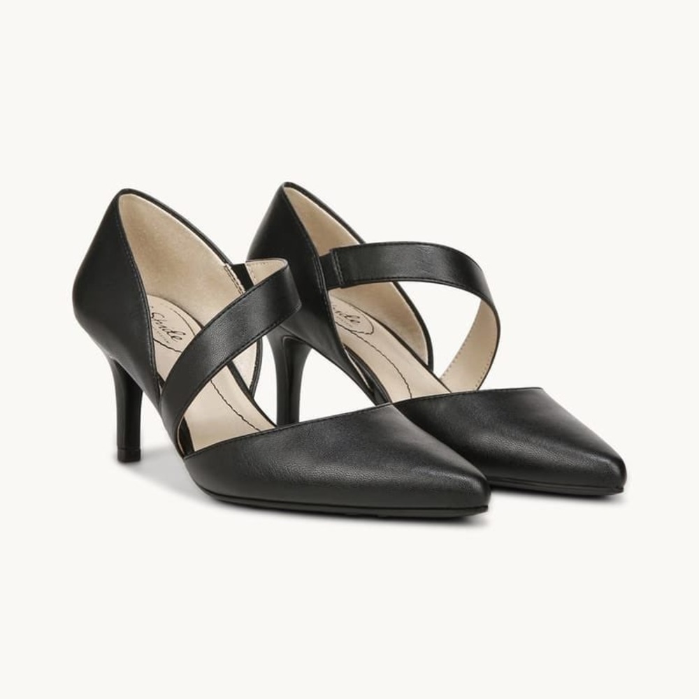 LifeStride Suki Pump Black Faux Leather Pointed Toe Asymmetrical Strap Heel 8.5W - Picture 11 of 13